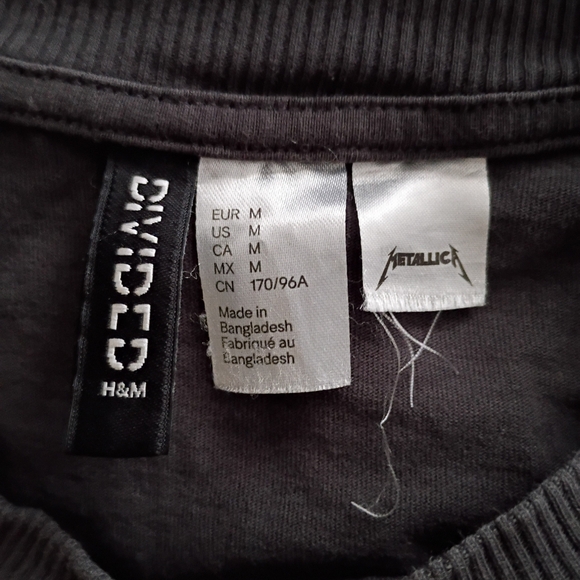 H&M Divided Metallica Damage Inc. Gray Long Sleeve Tee. Size M - Picture 2 of 3